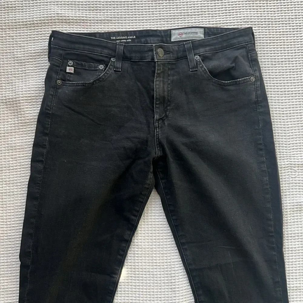 AG Adriano Goldschmied Women's Skinny Black Leggings Ankle Raw Hem Pants sz 31R